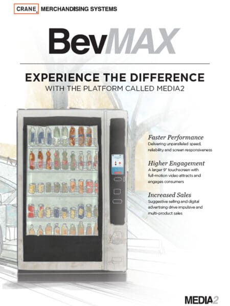 Crane Bevmax media 2 vending machine rental